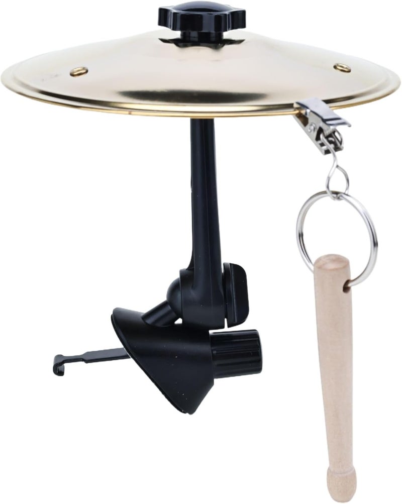 Cherishching Car Cymbal Air Vent Mount, Mini Drum Crash Cymbal Set with Mini Drum Stick,Crash Cymbal Drum for On-the-Road Rhythmic Entertainment Music Enthusiast Gift(Gold) - Image 1